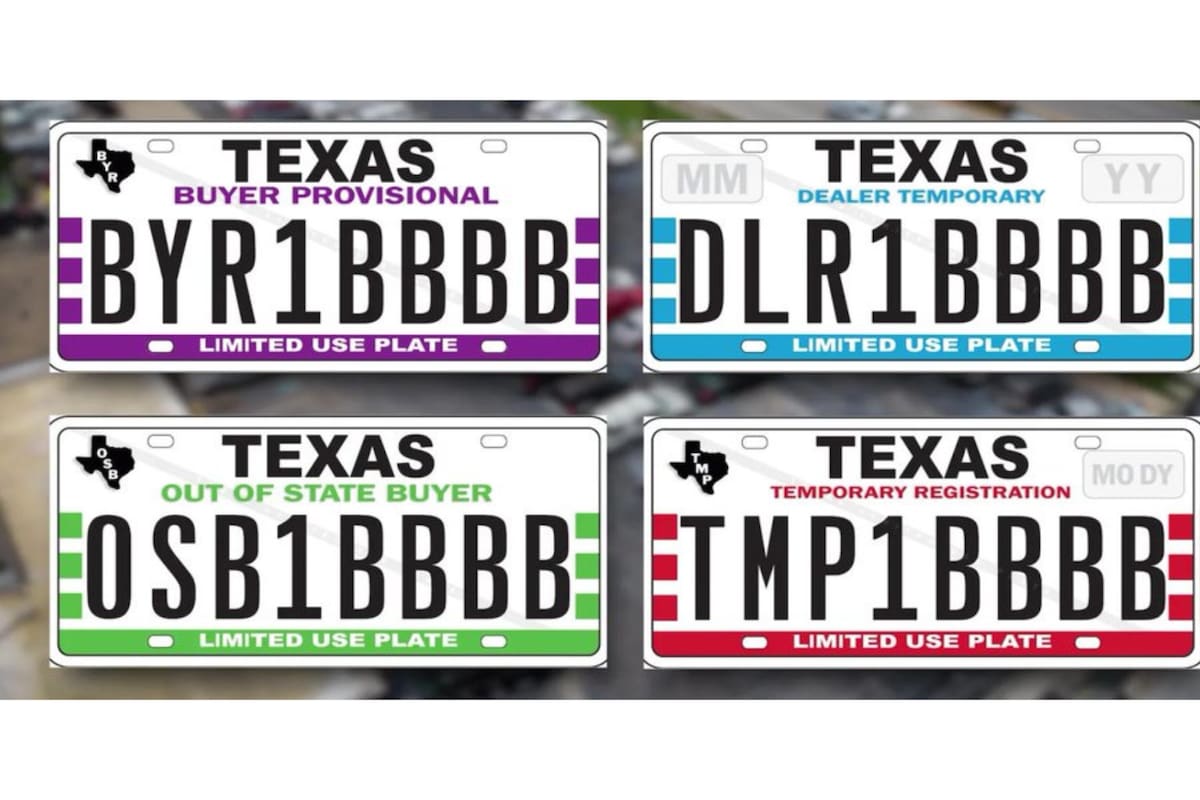 Los colores de las matrículas nuevas en Texas a raíz de una ley que firmó Greg Abbott