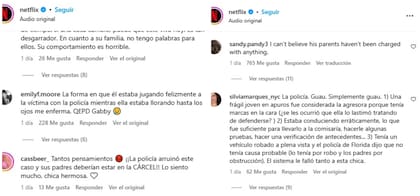 Los comentarios de indignación por parte de los espectadores sobre el accionar de la policía