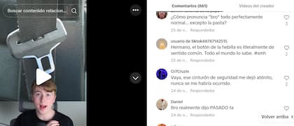 Los comentarios de los seguidores acerca de la temática del cinturón de seguridad
