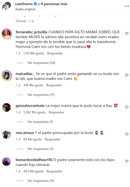 Los comentarios en el posteo de Cami Homs apuntaron contra De Paul