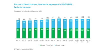Los compromisos en pesos impulsaron el aumento de la deuda en situación de pago normal, mientras que las obligaciones en moneda extranjera se redujeron en septiembre