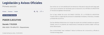 Los considerandos del DNU 179/2025, sobre el cepo cambiario