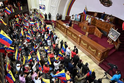Los constituyentes chavistas, ayer, durante el inicio de la sesión
