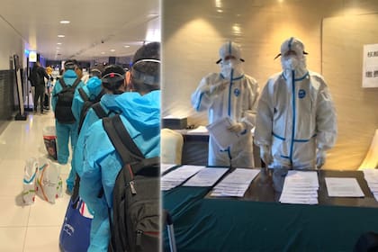 Los controles en los aeropuertos eran rigurosos y, al llegar a China, un tripulante por tripulado realizaba las pruebas: toma de temperatura, análisis de sangre y un test PCR, con muestras extraídas de la nariz y la boca