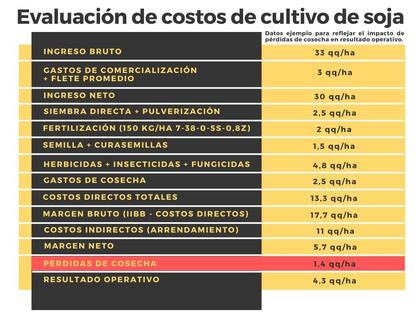 Los costos de la soja y las pérdidas por la cosecha