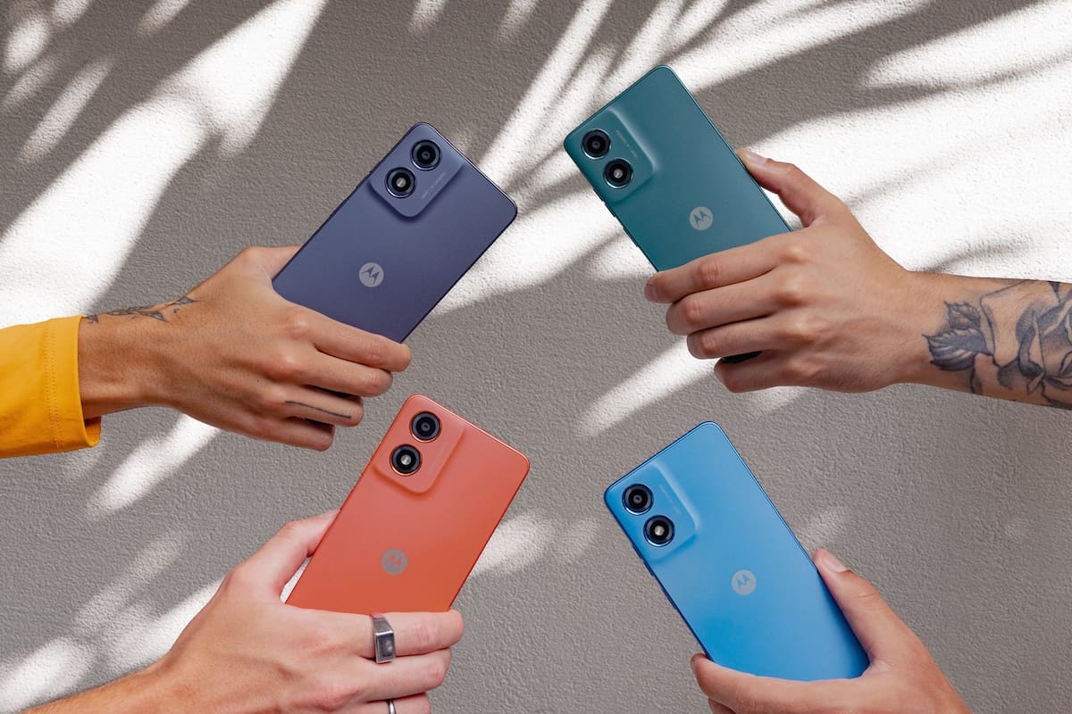Los cuatro colores del moto g04 de Motorola
