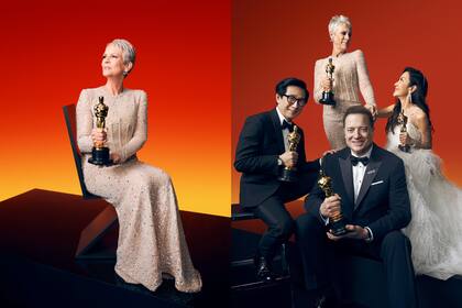 Los cuatro intérpretes premiados de la noche, tres de ellos por una misma película: Todo en todas partes al mismo tiempo