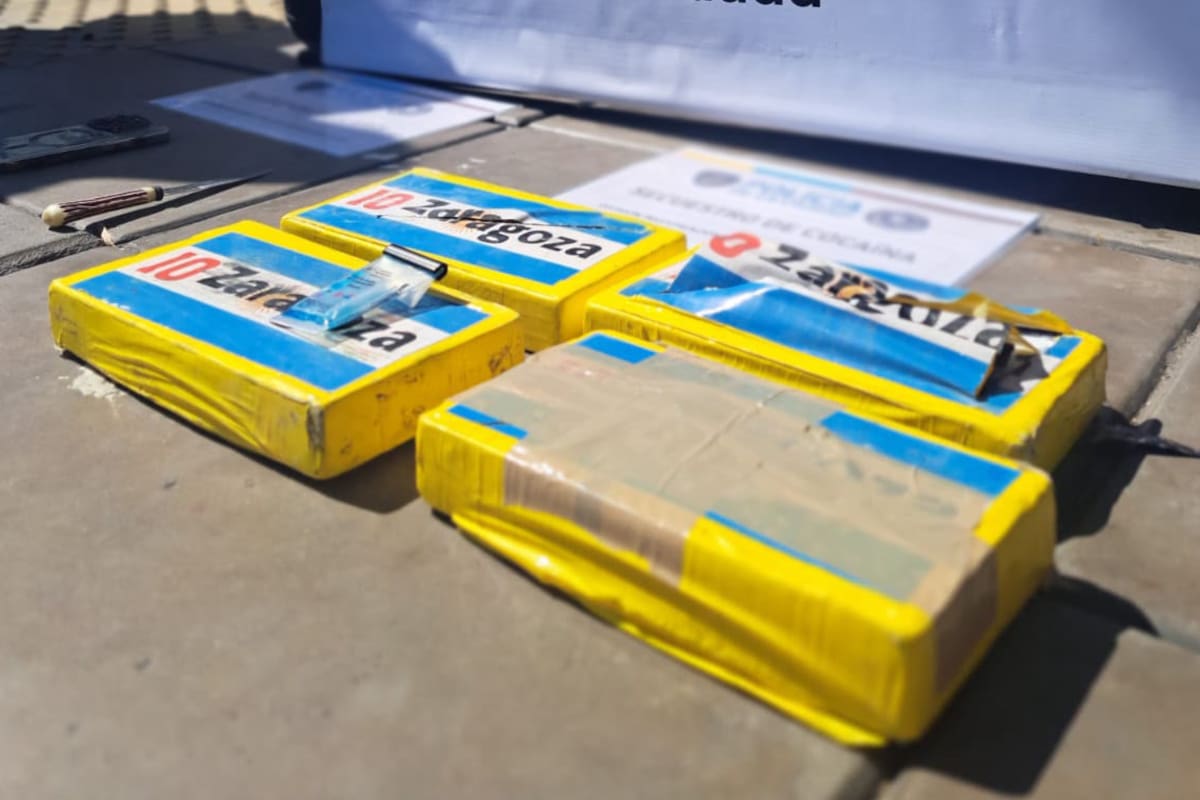 Los cuatro ladrillos de cocaína secuestrados durante el procedimiento policial en Balvanera