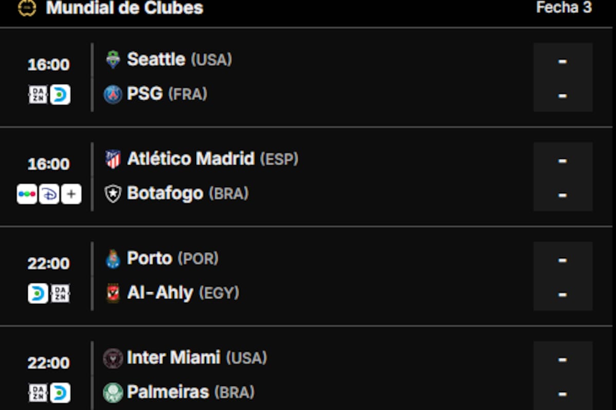 Los cuatro partidos del décimo día de competencia en el Mundial de Clubes 2025 se pueden seguir en canchallena.com
