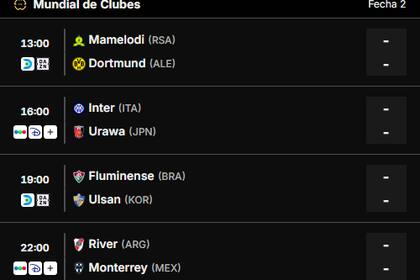 Los cuatro partidos que se disputan en la octava jornada del Mundial de Clubes 2025