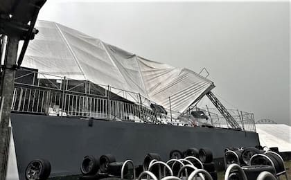 Los destrozos en Interlagos, con una estructura que cedió sobre una de las plateas
