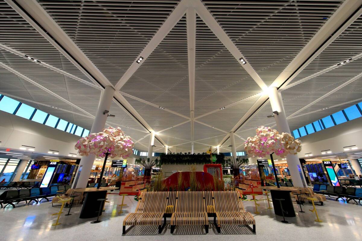 Los detalles de diseño de la terminal A en el Aeropuerto Internacional Newark Liberty