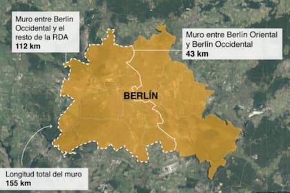 Los detalles de la longitud del muro que separó en dos Berlín y también separó Berlín occidental del resto de la Alemania del este