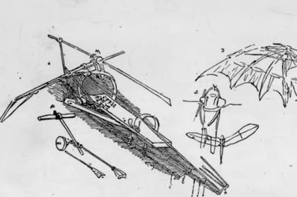 Los dibujos de Leonardo Da Vinci se anticiparon a muchas futuras invenciones, como este aparato volador que diseñó