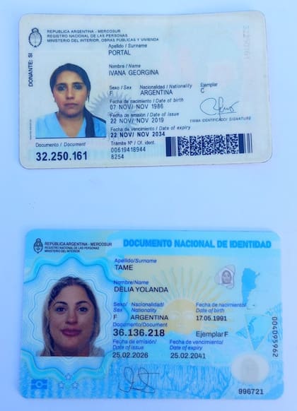 Los documentos de las ocupantes de la Renault Duster