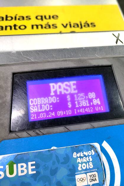 Los $125 que se pagan para viajar en subte