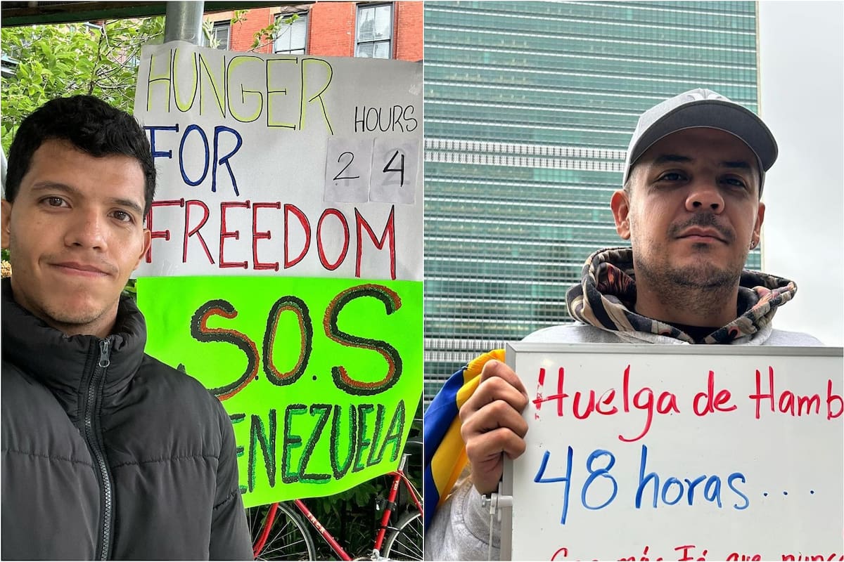 Los dos migrantes venezolanos comenzaron una huelga de hambre este miércoles para pedir apoyo ante la crisis que vive su país tras las elecciones