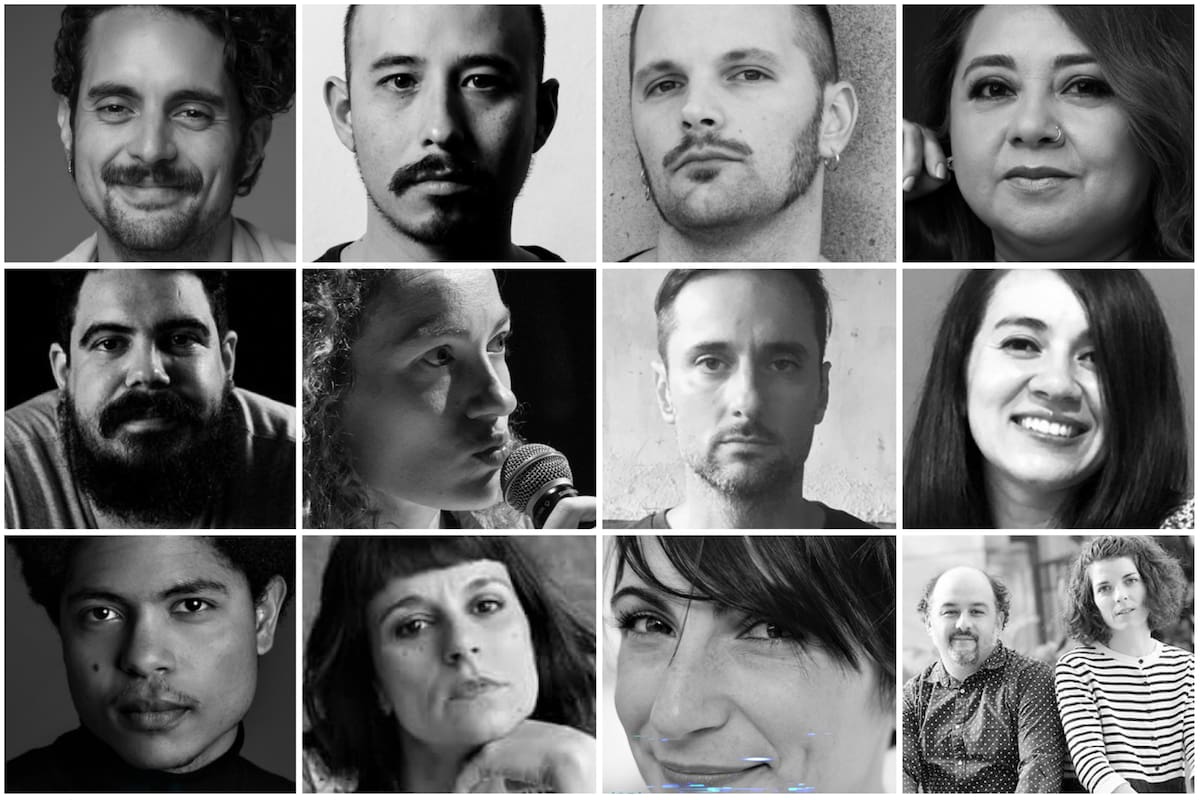 Los dramaturgos Alejandro Clavier, Bosco Cayo, Braian Kobla, Conchi León, Giordano Castro, Janaina Leite, Lisandro Rodríguez, Lucila Castillo, Marco Mendonça, Natalia Villamil, Paola Traczuk, Txalo Toloza y Laida Azkona, los participantes de Teatro Bombón Gesell