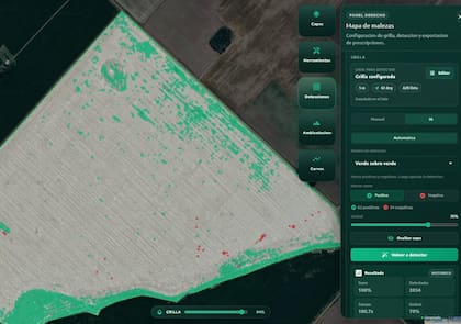 Los drones recorren los lotes y toman las imágenes que luego son analizadas por el software para detectar la presencia de malezas