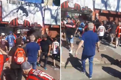 Los efectivos tiraron gas pimienta al grupo de hinchas. Foto: captura