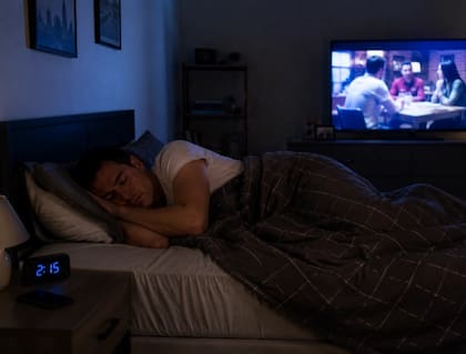 Los efectos en su cuerpo que produce dormir con el televisor encendido. Foto:(GPT El Tiempo Visual, 2026). / EL TIEMPO