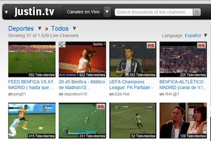 Los enlaces de Justin.tv forman parte de la recopilación de Rojadirecta.com, que ofrece un listado de sitios que ofrecen transmisiones deportivas en vivo sin costo