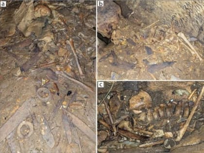 Los esqueletos fueron hallados junto a elementos metálicos que indican que se trataba de personas de la aristocracia