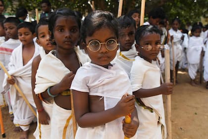 Los estudiantes indios homenajearon esta semana a Gandhi