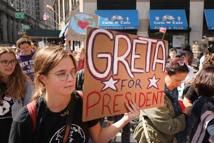 Los estudiantes piden "Greta para presidenta" en la protesta en nueva York
