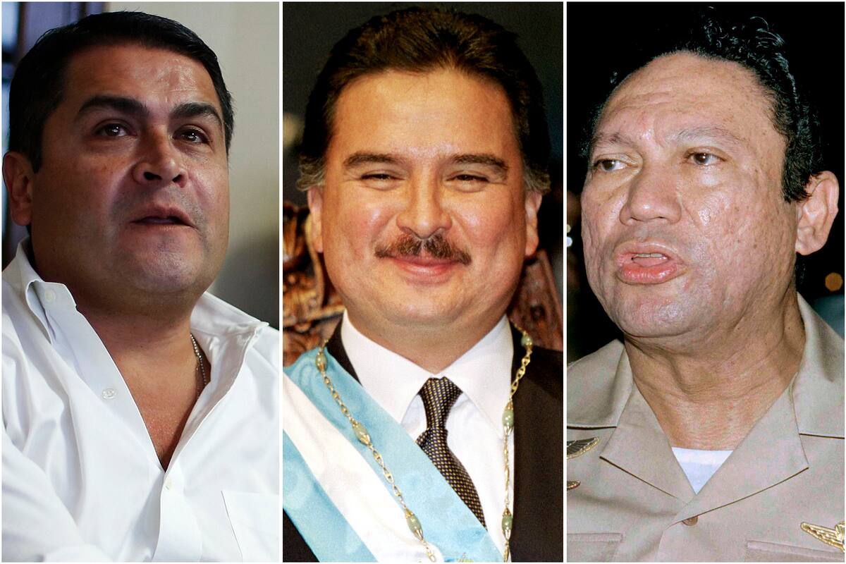 Los ex presidentes latinoamericanos Alfonso Portillo, Juan Orlando Hernández y Manuel Antonio Noriega. Los tres fueron juzgados y condenados en los Estados Unidos