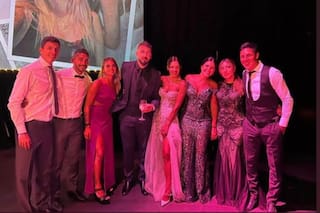 Enzo Pérez y Nacho Fernández se divirtieron en el casamiento de Pratto