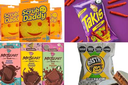 Los éxitos virales de consumo de este año: las esponjitas Scrub Daddy, los snacks Takis, los chocolates MrBeast y los alfajores Rasta