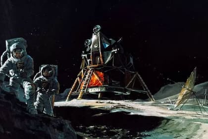 Los expertos tardaron en comprender que este escenario imaginado antes de la misión, con dos astronautas del Apolo 13 explorando el astroblema Fra Mauro, no se haría realidad