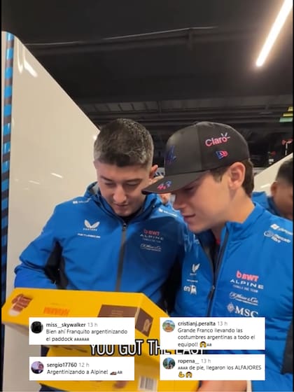 Los fanáticos quedaron encantados con el esto de Colapinto (Foto: Captura de video / Instagram @alpinef1team)