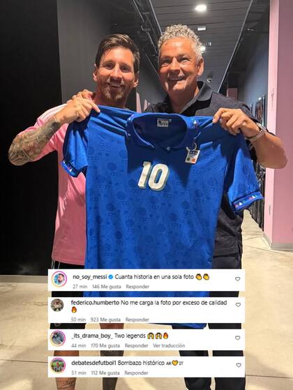 Los fanáticos se emocionaron al ver a las dos leyendas del fútbol en una misma foto (Foto: Instagram @leomessi)
