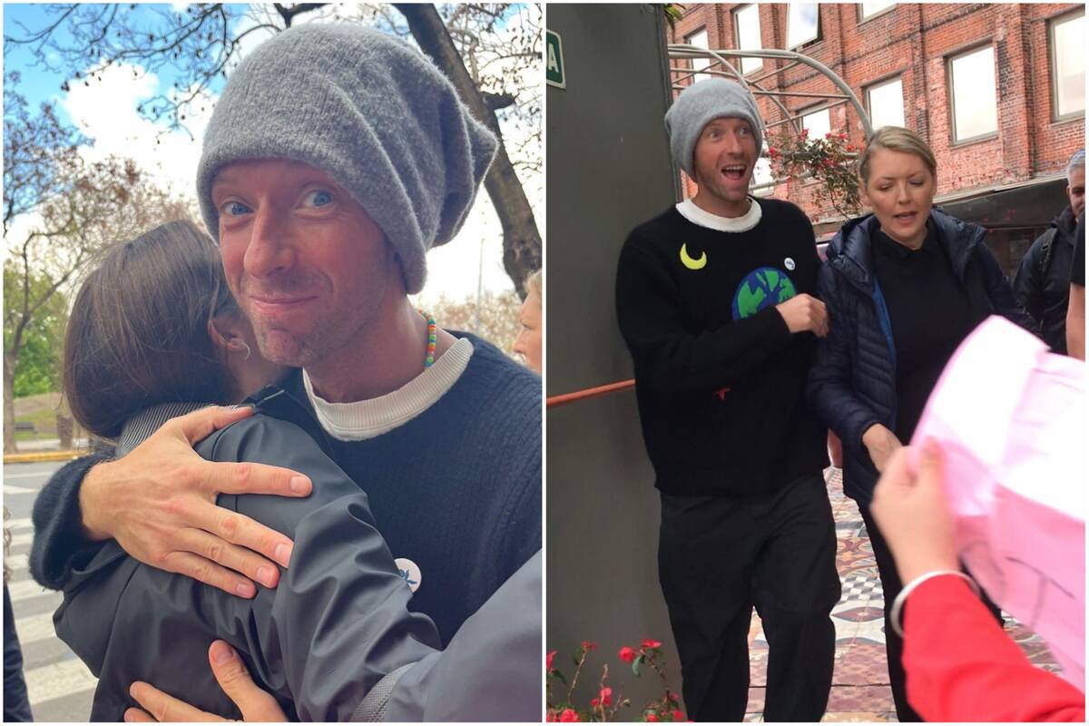 Los fans de Chris Martin lo esperaron con carteles y él se acercó a saludarlos