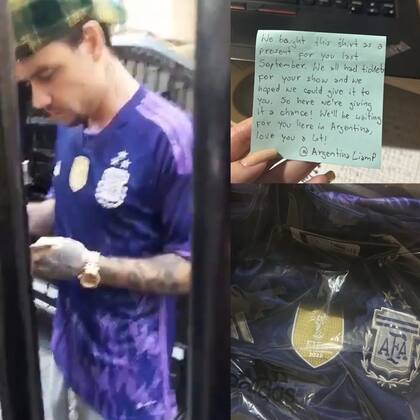 Los fans le regalaron la camiseta del seleccionado argentino de fútbol con las tres estrellas