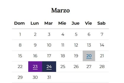 Los feriados de marzo 2026