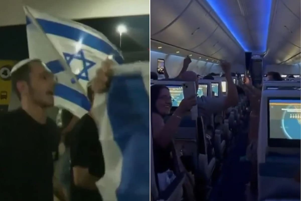 Los festejos de los pasajeros tras su llegada a Tel Aviv y la recepción que les hicieron con banderas de Israel