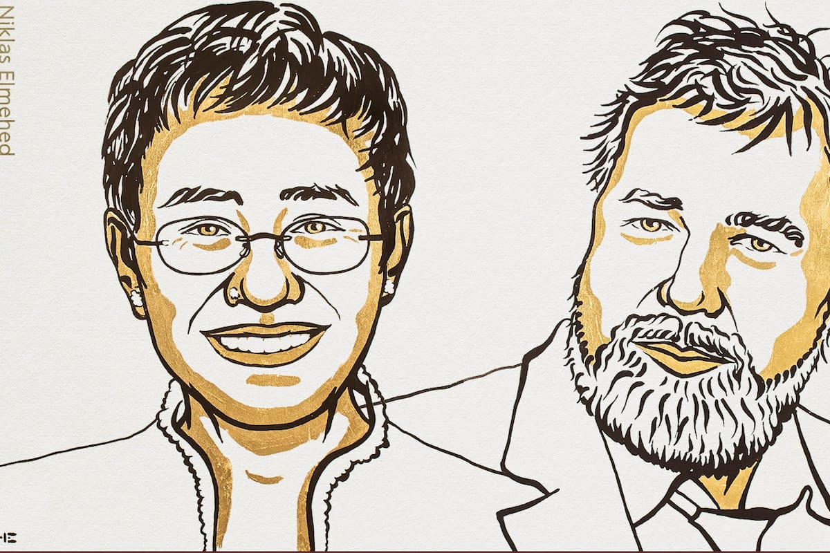 Los ganadores del Premio Nobel de la Paz, Maria Ressa y Dmitry Muratov