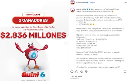 Los ganadores del Quini 6