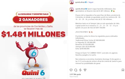 Los ganadores del Quini 6