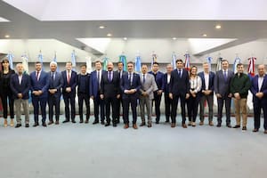 Los gobernadores, este martes, en el CFI, con Ignacio Lamothe en el centro de la imagen