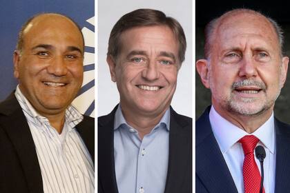 Los gobernadores Juan Manzur (Tucumán), Rodolfo Suárez (Mendoza) y Omar Perotti (Santa Fe).