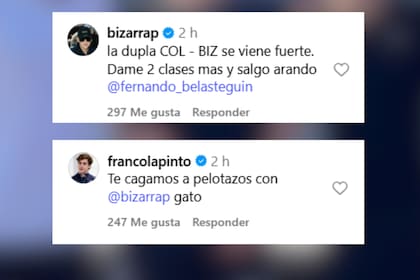 Los graciosos comentarios de Colapinto y Bizarrap en el posteo de Belasteguín