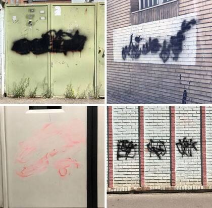 Los graffitis contra el régimen se borran pero luego reaparecen, dice 'Donya'