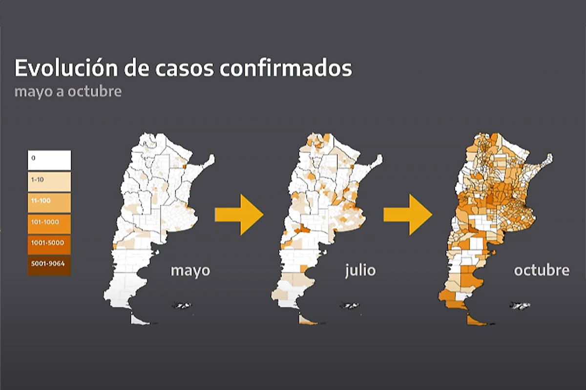 Los gráficos que mostró Alberto Fernández durante la conferencia del 9 de octubre