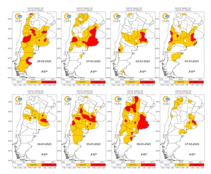 Los gráficos que muestran las variables por la ola de calor que afecta al país en marzo