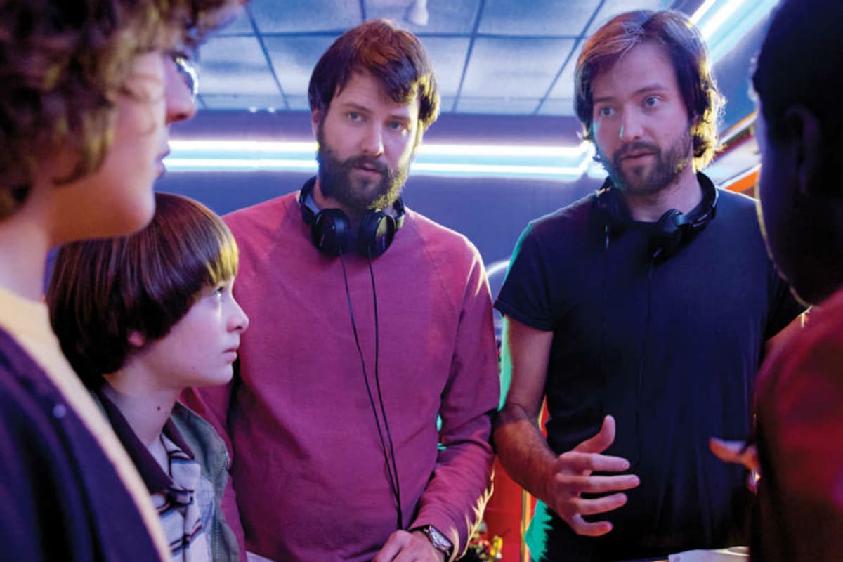 Los hermanos Duffer en rodaje