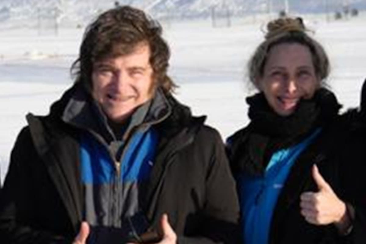 Los hermanos Milei, en la nieve de Davos